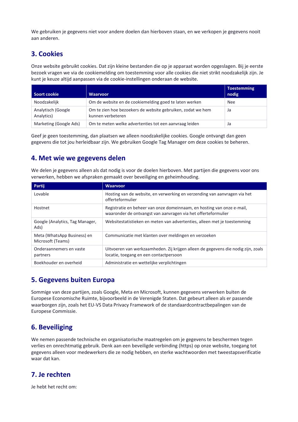 Privacyverklaring — pagina 2